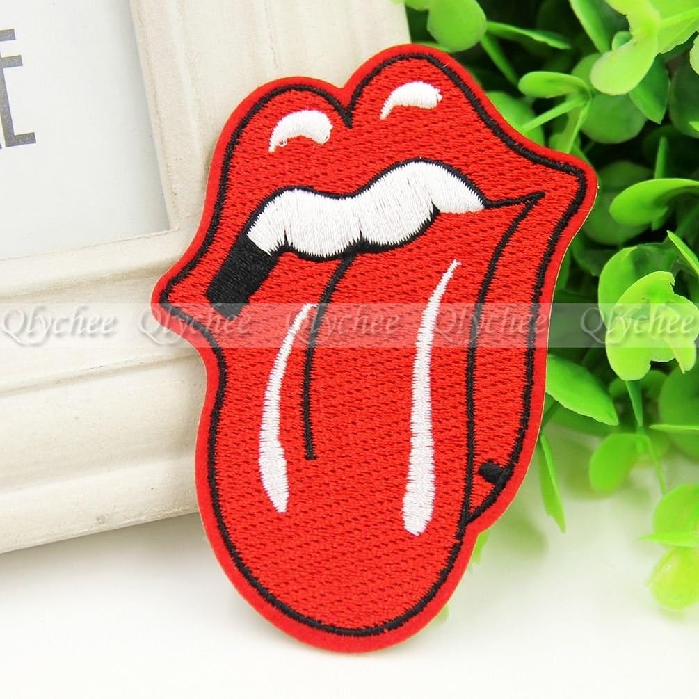 1X Embroidered Application Rolling Stone Tongue Lips Iron On Sew On Patch New