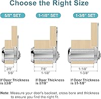 Vista 3 de Cerradura de leva de gabinete con llaves iguales, cilindro de 1-1/8" (longitud) se adapta a un grosor máximo del panel de 7/8", juego de reemplazo