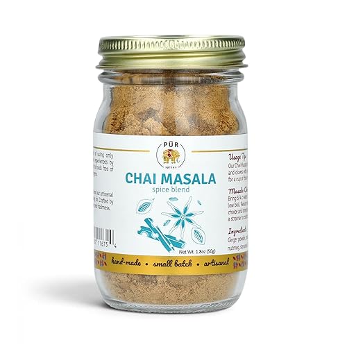 PUR Spices Chai Masala I Perfecto para Chai caliente o helado, Latte I Especias para hornear multiusos I Mezcla india con cardamomo y polvo de
