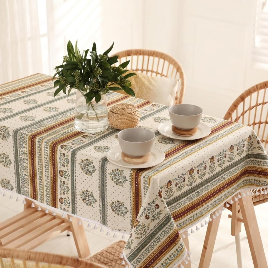 RRC Microfiber Cotton Dining Table Cover 60 x 90 Inch for 6 Seater, Pack of 1 Rectangular Printed Table Cloth with Tassels, Washable Centre Table Cover, Durable & Fade Resistant-image-32
