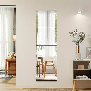 Self Adhesive Glass Mirror, Self-Adhesive 35 x 35 cm, 4 Pieces, Large Decorative for Door, Hallway, Bedroom, Living Room