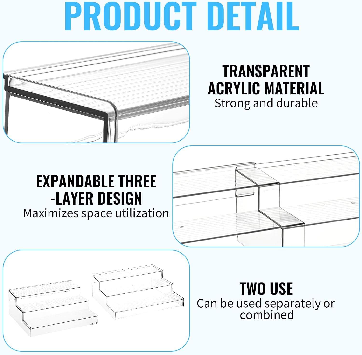 Extendable Can Rack Organizer for Pantry 3-Tier Acrylic Can Rack Organizer for Food Storage Roomsholds up to 24 Cans for Cabinets, Countertops, and Kitchens