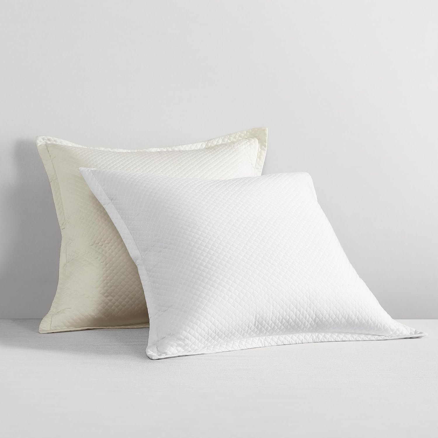 Pure Parima Diamond Quilted Egyptian Cotton Euro Sham, European Pillow Sham Cover 26" x 26" (White)