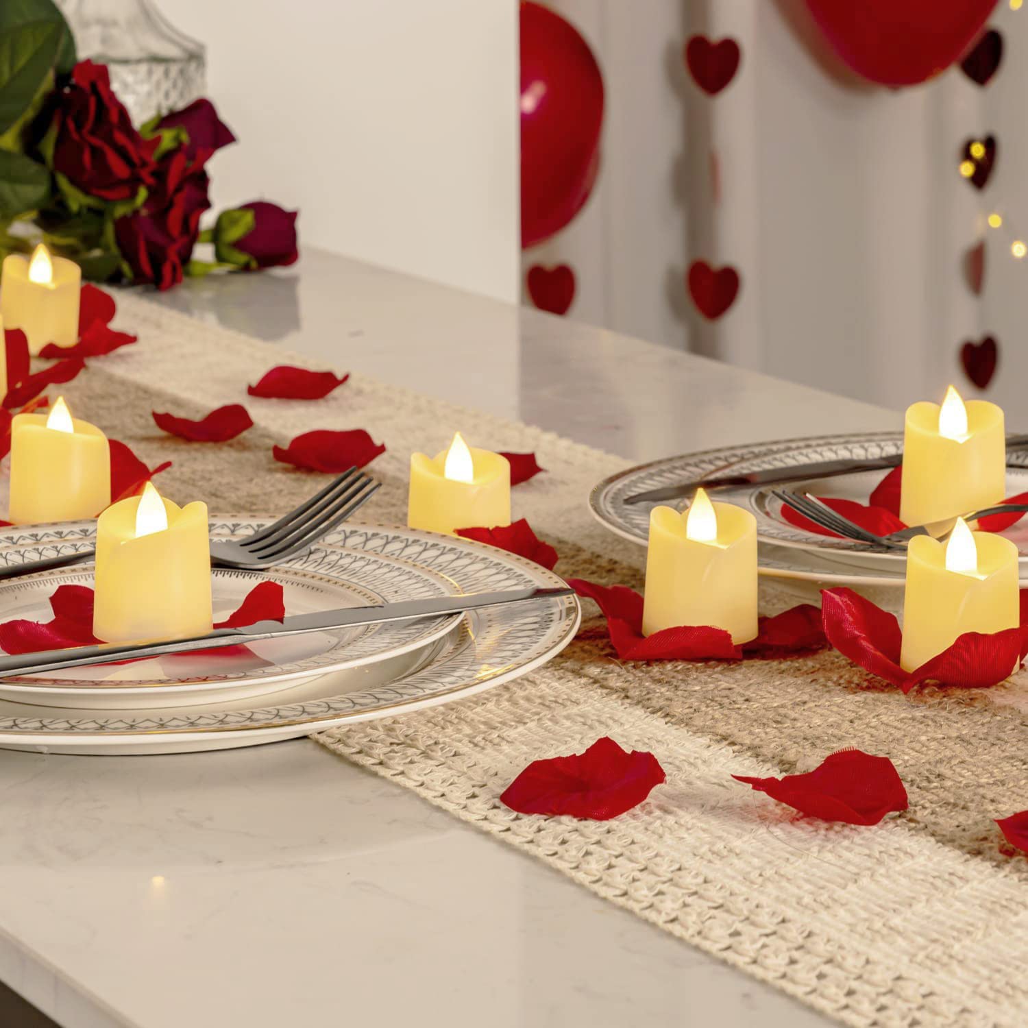 Homemory 48Pack Flameless Flickering Led Votive Tealight Candles,200+Hour Lasting Battery Operated Candles,Soft White for Valentine's Day,Wedding,Proposal Anniversary (Ivory Base,Battery Included)