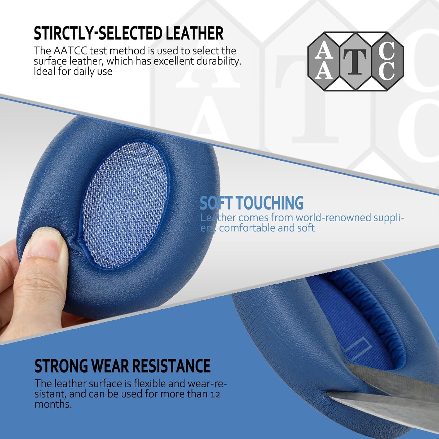 Krone Kalpasmos Replacement Ear Pads for Anker Soundcore Life Q20 - Fits Anker Soundcore Q20/Q20BT/Q20+, Anker Soundcore Life Q20 Earpads Cover, Soundcore Life Q20/Q20BT/Q20+ Ear Pads, Blue - Image 5