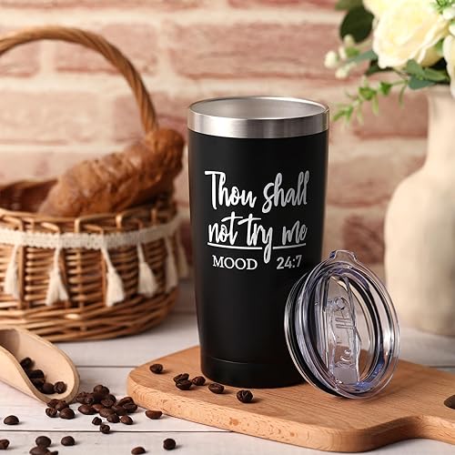 Miniatura 4 de Cunhill Taza de café divertida con tapa de 20 onzas con aislamiento al vacío sarcástico de Navidad con tapa de acero inoxidable para viajes,