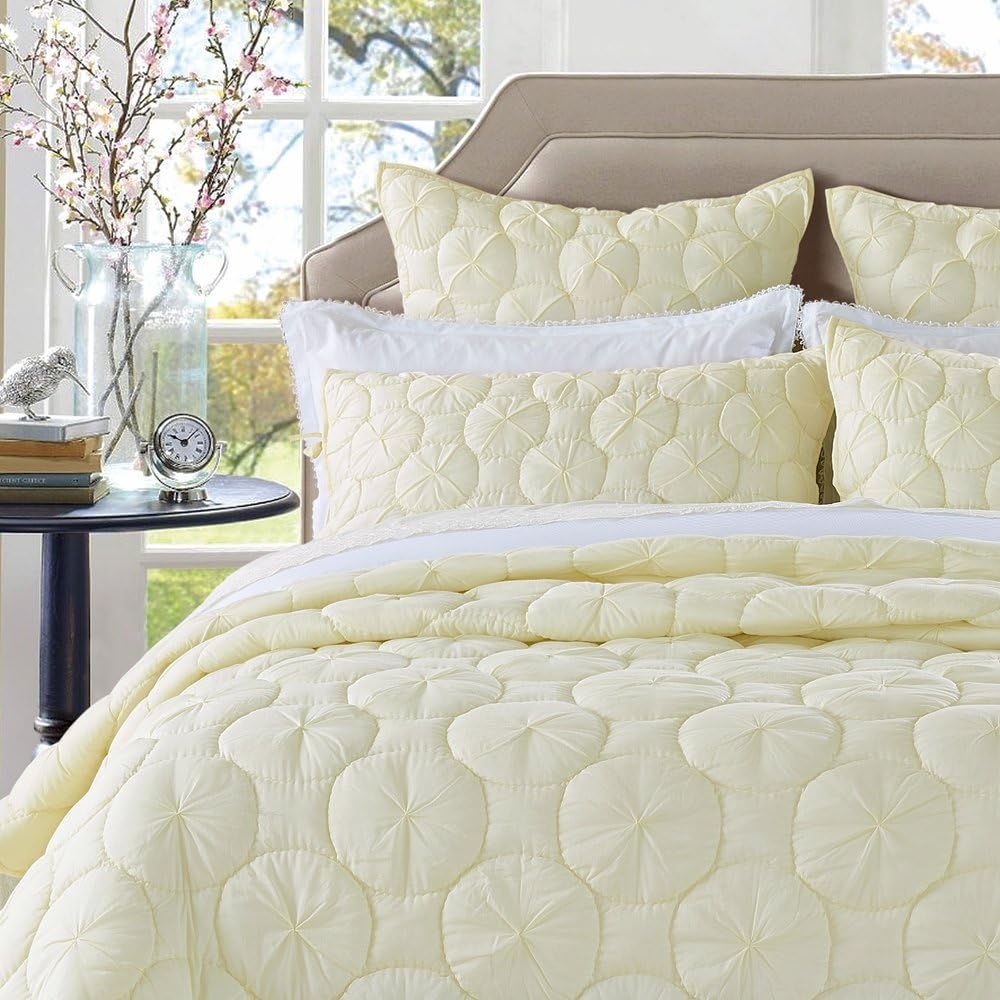 Calla Angel Dream Waltz Luxury Pure Cotton Voile Quilted Pillow Sham, Standard, 20x30, Ivory