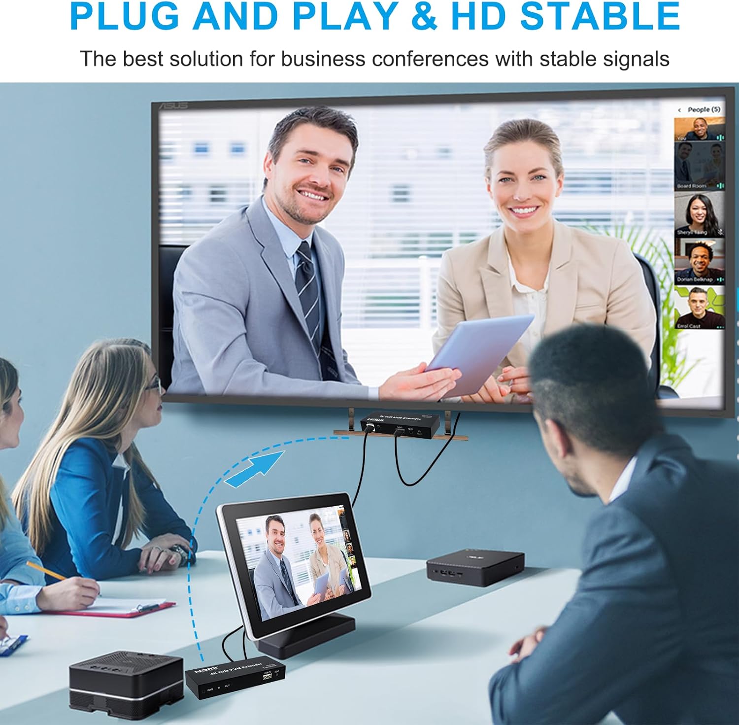 4K@30HZ 394ft/120m Kvm HDMI Extender, HDMI over Ethernet Extender Balancer Adapter, Support 4k@30HZ Input and Output, Bi-Directional IR, Memory Function, Local Out Suitable for Cinema Meeting teaching