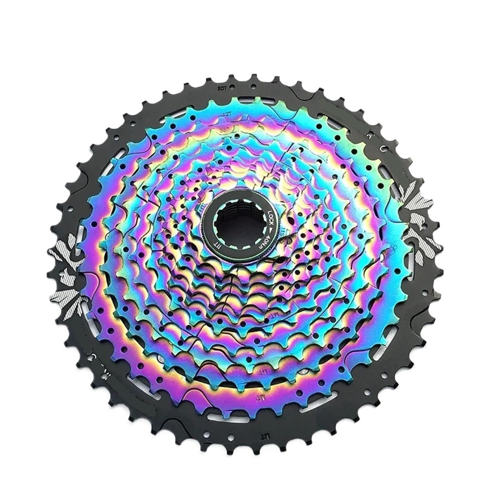 Compatible con Cassette MTB de 12 velocidades 11-50T Piñón de Volante de Bicicleta de montaña Duradero Ultraligero de Acero Completo arcoíris,Piezas