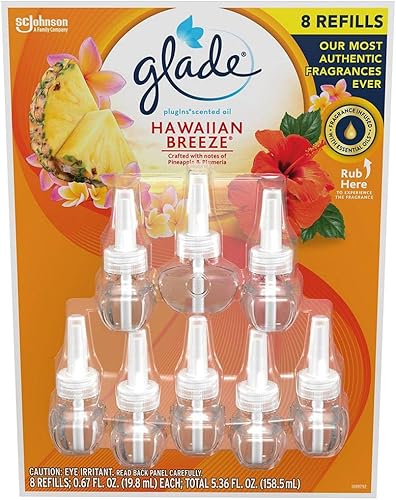 Glade repuestos de complementos de aceites perfumados de edición limitada 25 % más (8 unidades), brisa hawaiana