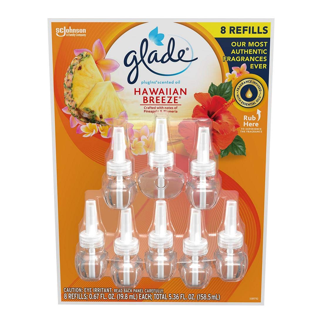 Glade 724211 Hawaiian Limited Edition Plugins Scented Oils Refills 25% More -Hawaiian Breeze, Yellow