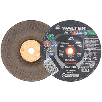 Walter 15L602 6x5/8-11 Flexcut Spin-On Grinding Wheels Contaminant Free Type 29S Grit 36, 25 Pack