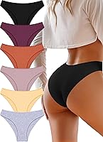 UNDER THE SEA Women's Cotton Bikini Underwear 6 Pack - Sexy High Cut Cheeky Panties, Breathable Soft Lingerie