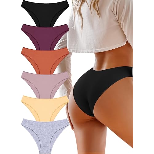 UNDER THE SEA Cotton Underwear for Women 6 Pack Sexy Bikini High Cut Breathbale Cheeky Panties Underwear Womens Lingerie