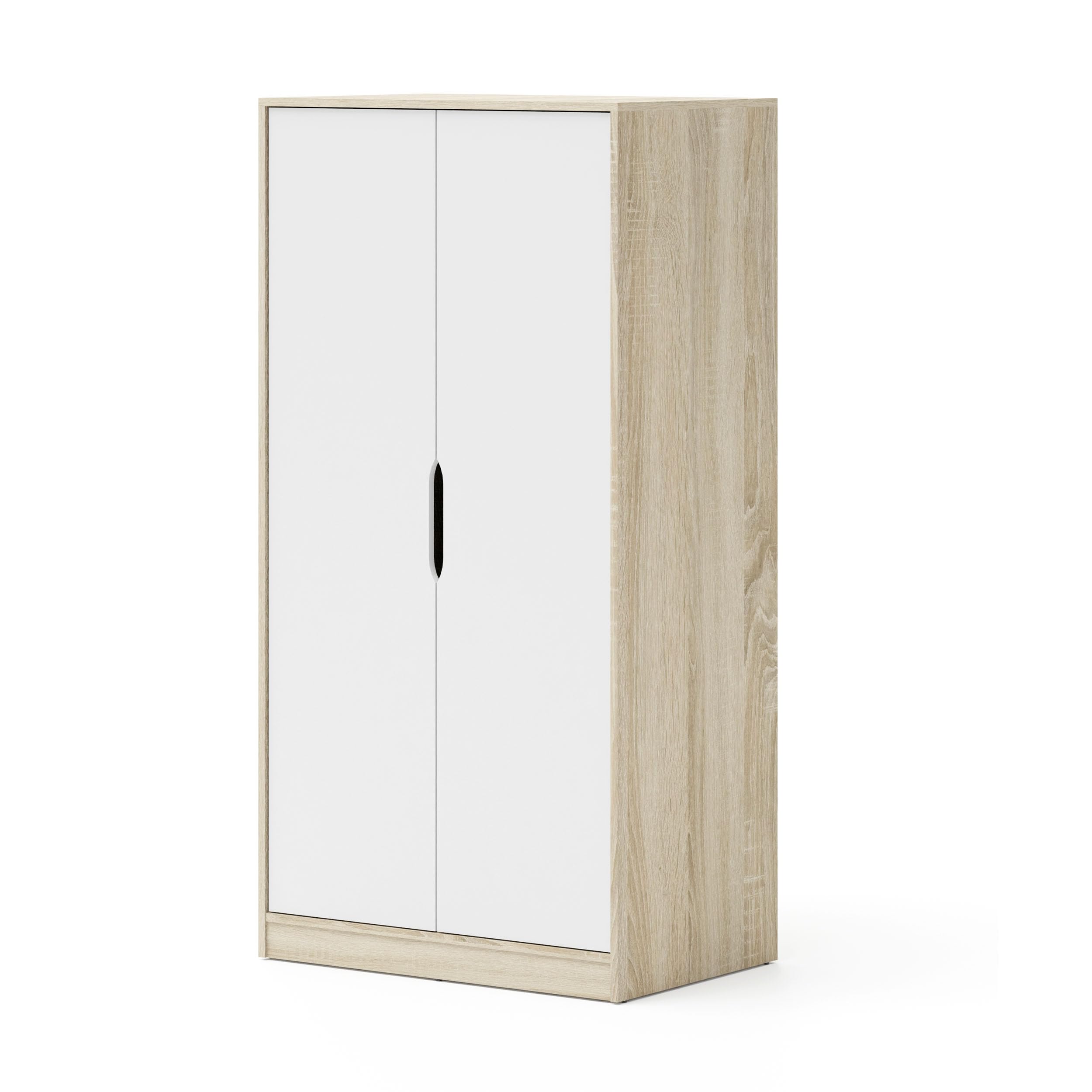 Zweitüriger Kleiderschrank, Garderobenschrank mit Kleiderstange 5 Fächern, viel Stauraum für Schlafzimmer, Jugendzimmer, 83,8 cm breit x 165 cm hoch x 55 cm tief, Samoa-Fuji (Sonoma Eiche/Weiß Matt) Küche, Haushalt & Wohnen