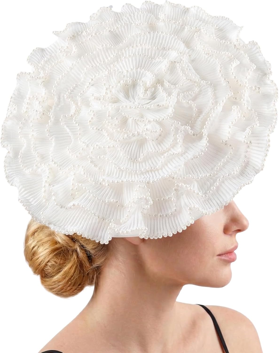 Zinniday Derby Flower Fascinators Headband - 2026 Wave Kentucky Hat with Pearl Decor, Large Floral Headpiece for Women