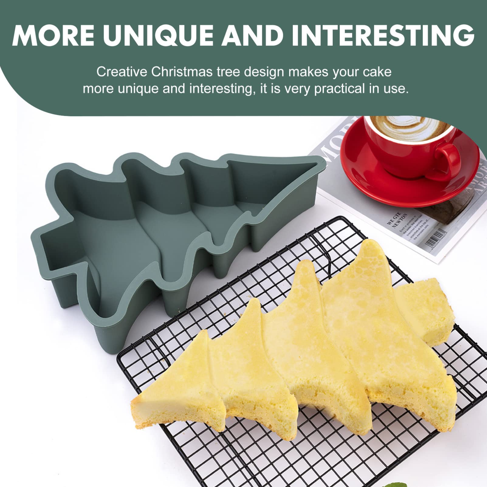 DOITOOL 5piezas Molde De Silicona Para Pastel Forma De Árbol De Navidad Resistente y Antiadherente Para Repostería y Celebraciones Apto Para Uso Doméstico y Profesional
