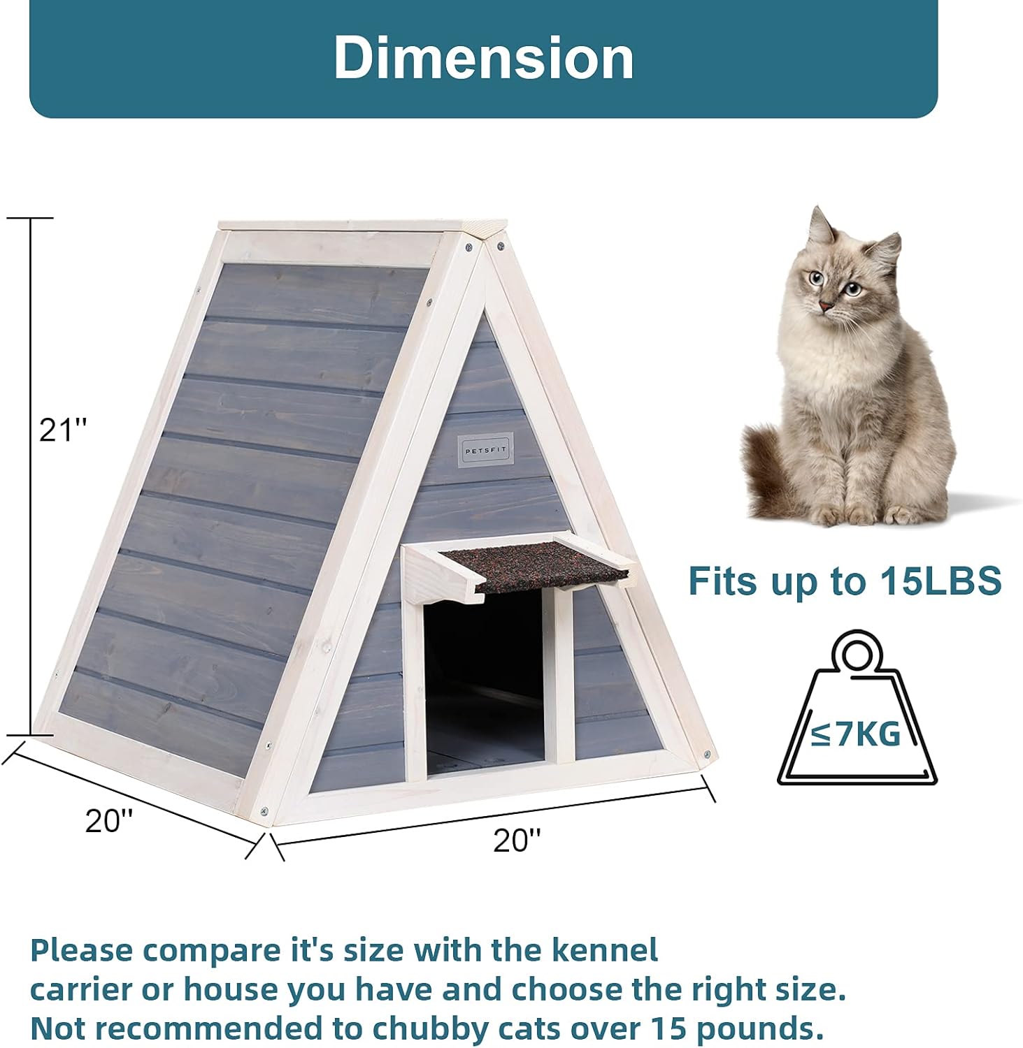 Petsfit Cat House for Outdoor Indoor Cats Weatherproof, Outside Feral Cat Shelter with Escape Door : Pet Supplies