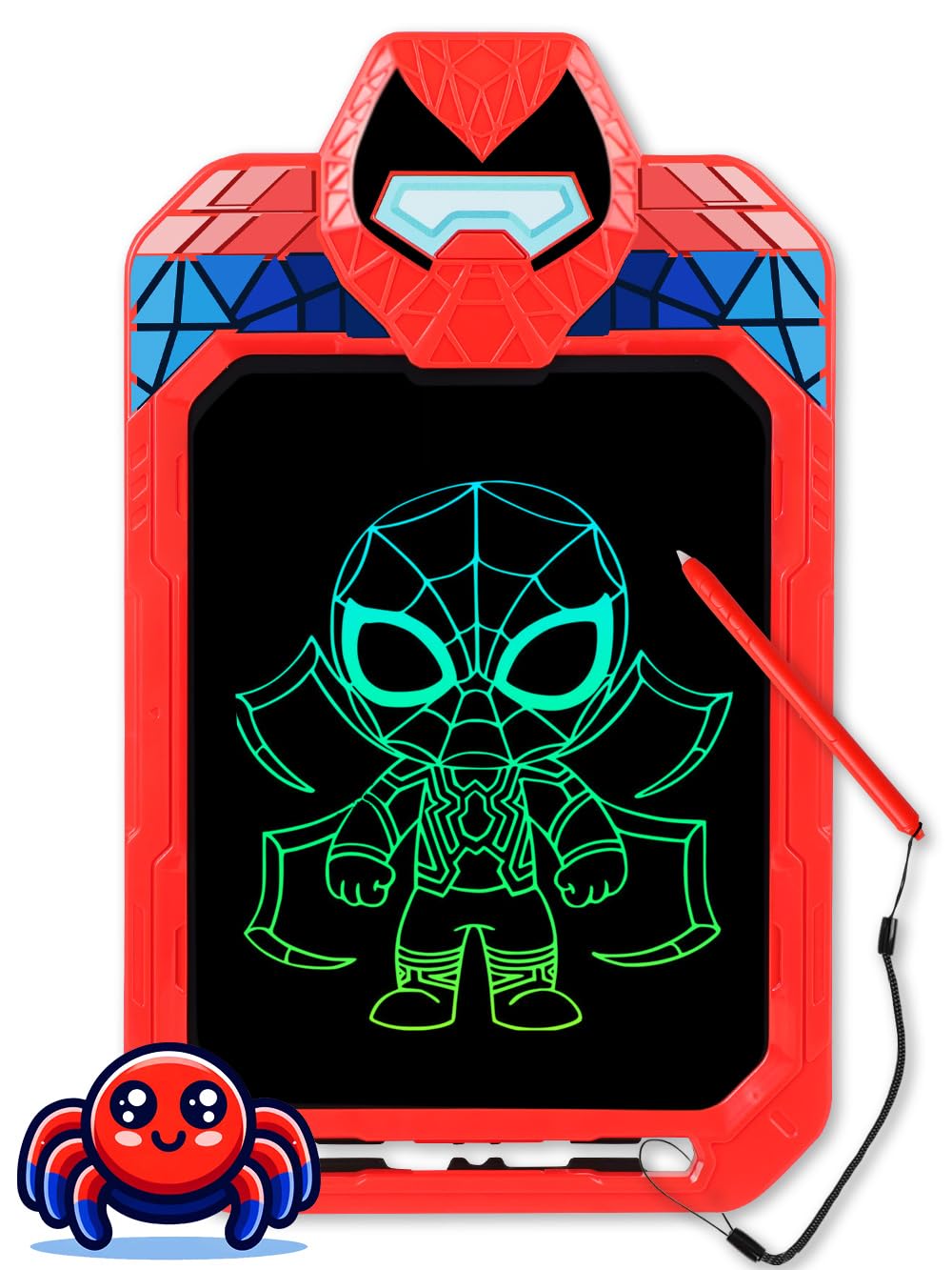 LCD Drawing Tablet for Kid 10Inch Spider Hero Drawing Pad for Boy 2 3 4 5 6 Writing Tablet Doodle Board Car Trip Travel Toy Birthday Gift for Toddler