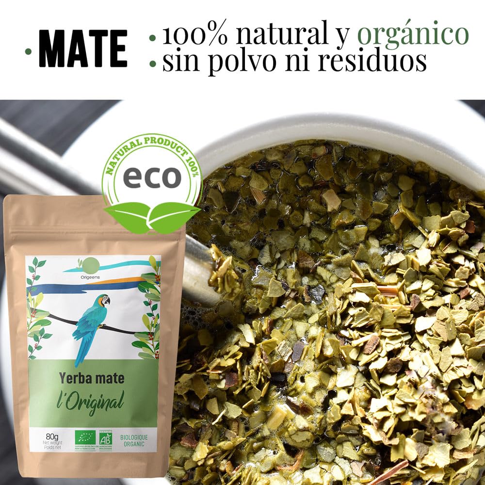 ORIGEENS KIT MATE - Calabaza Mate (Portugal) Cerámica Artesanal, Bombilla Mate y Yerba Mate Ecológico - Cajita regalo original