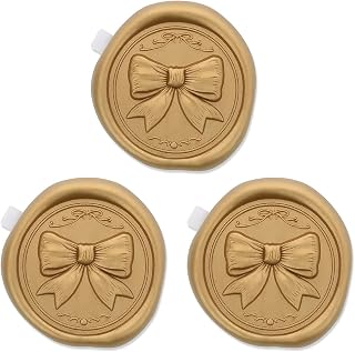 Wax Seal Stickers Bow Wedding Invitation Envelope Seal Stickers 50 Pcs 3D Self Adhesive Vintage Wax Sealing for Invitation, Envelopes, Gift Wrapping, Christmas Gold Bronze