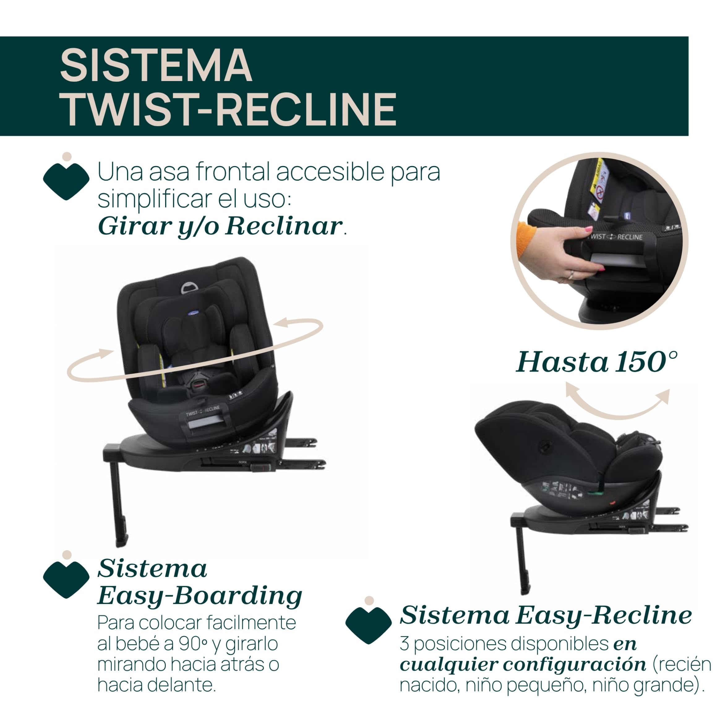Chicco Everone I-Size, Silla de Coche con Base Isofix, De 0 a 36 Kg, De 40 a 150 cm, Homologada ECE R129/03, 360° Giratoria y Reclinable, Grupo 0+/1/2/3, De 0 a 12 Años