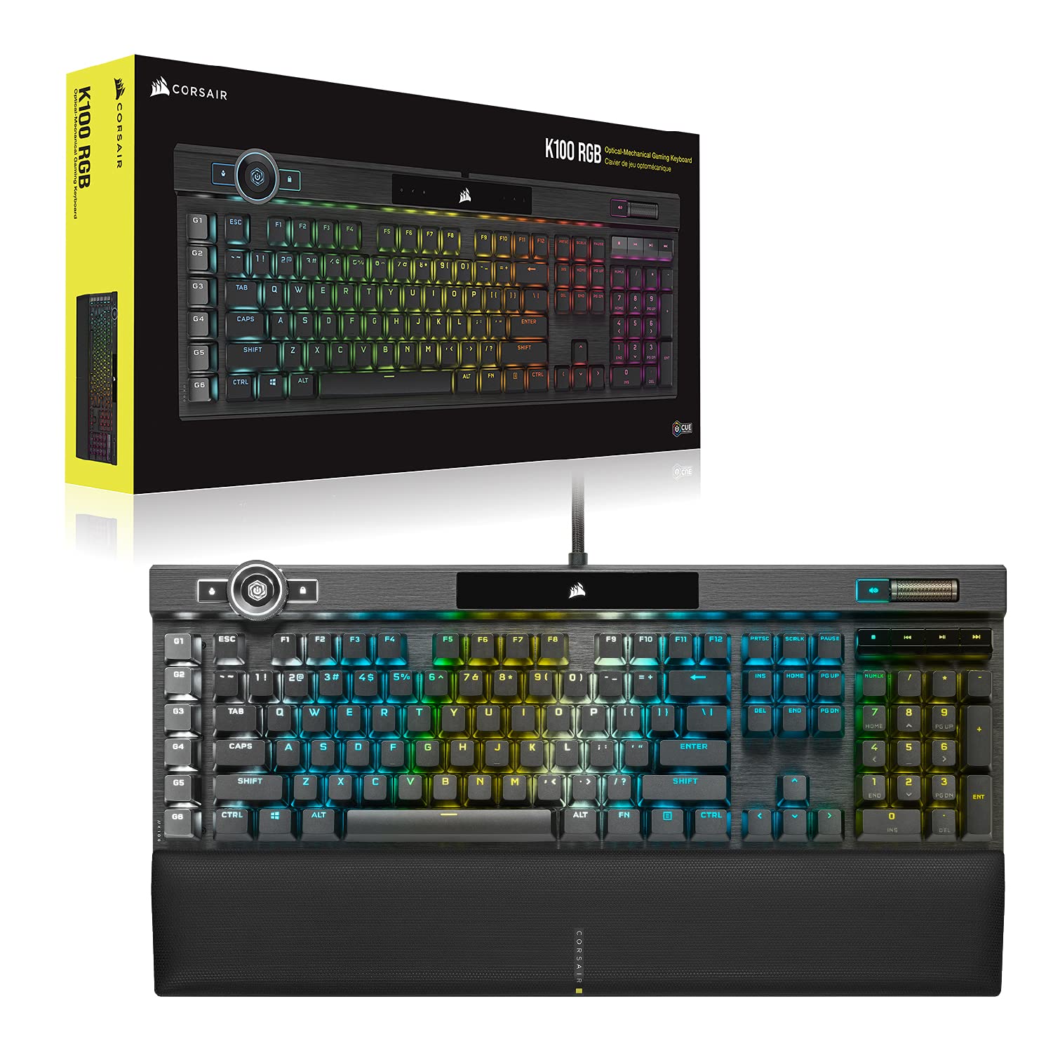 CORSAIR K100 RGB Optisch-Mechanische Gaming-Tastatur OPX Linear PBT Double-Shot QWERTZ DE Schwarz