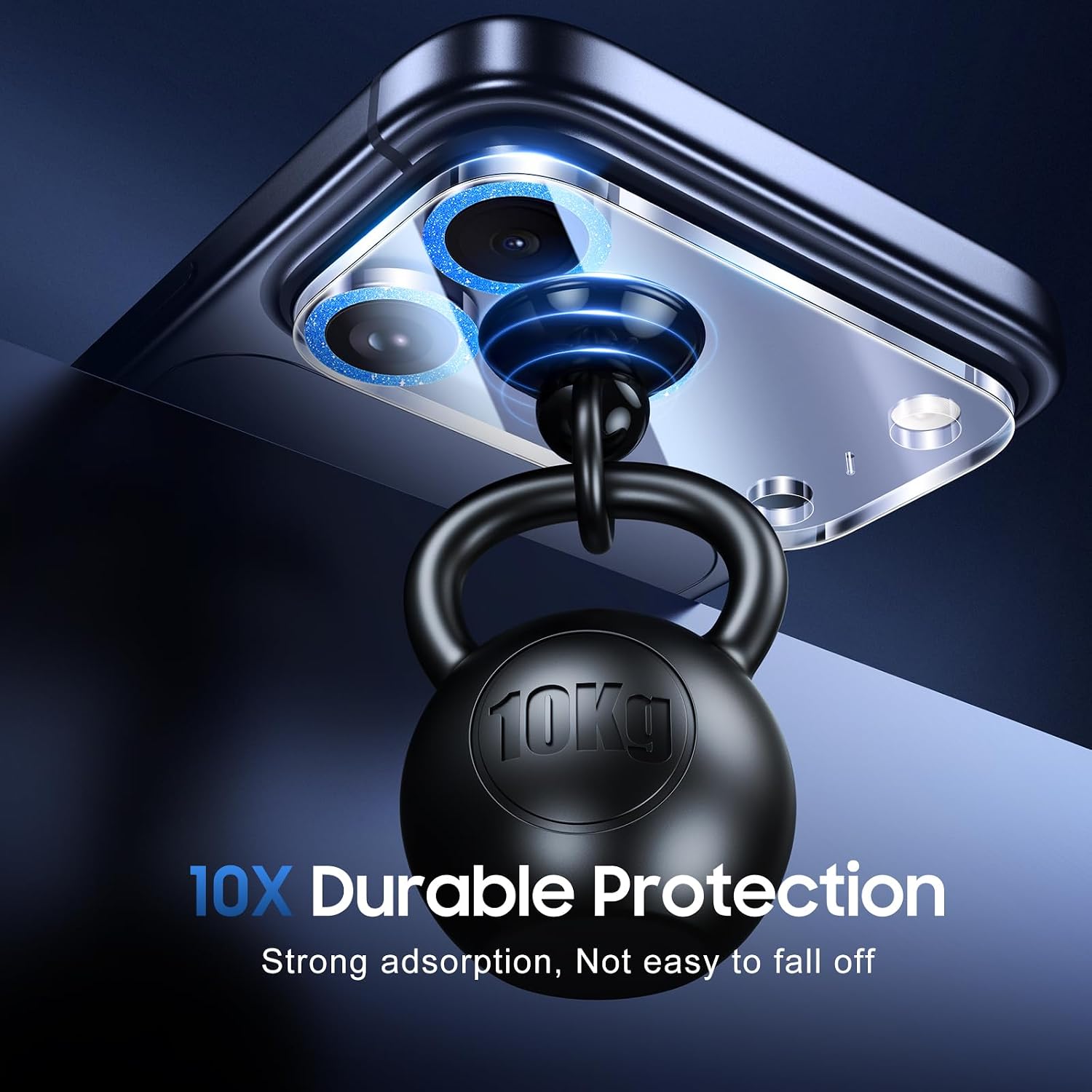 UniqueMe for 3 Pack iPhone 17 Pro Max Camera Lens Protector - [Drop Protection] [Case Friendly] 9H Tempered Glass Camera Cover Screen [Update New Version] - Glitter Blue