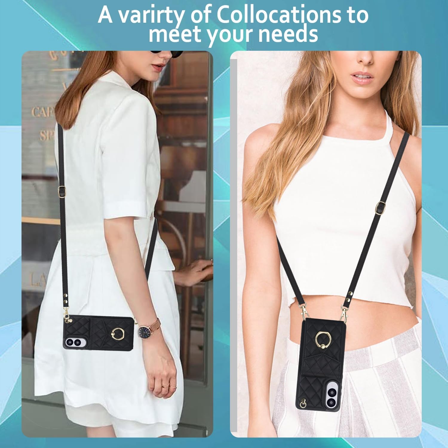 for Samsung Galaxy S25 FE (Not S25) Wallet Case with Card Holder, PU Leather with Crossbody Lanyard Wrist Strap Kickstand Cover for Women for Samsung S25 FE.Lanyard Black
