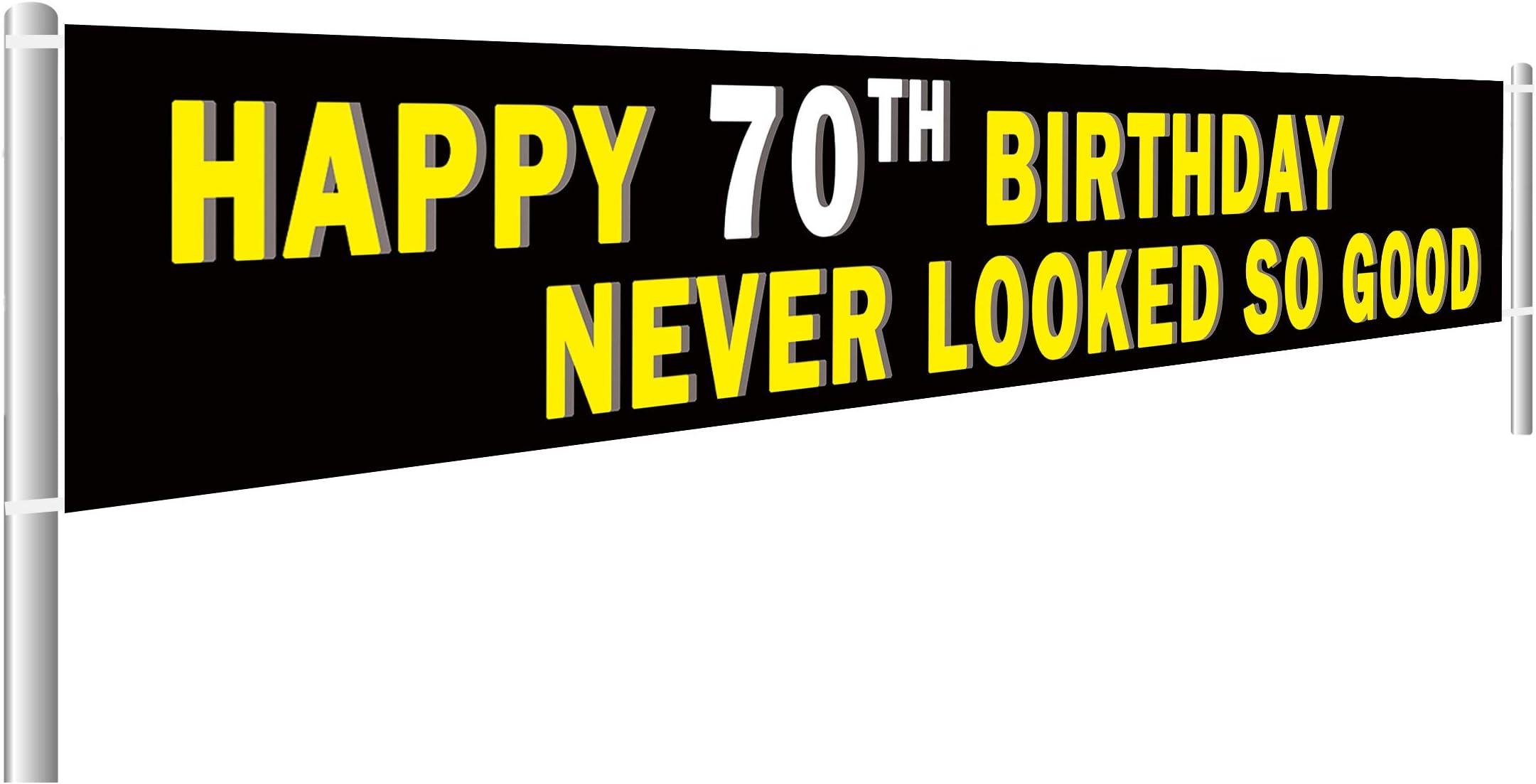 Large Happy 70th Birthday Banner, 70th Birthday Party Decorations Supplies, 70th Birthday Party Photo Backdrop Background (9.8 x 1.5 feet)