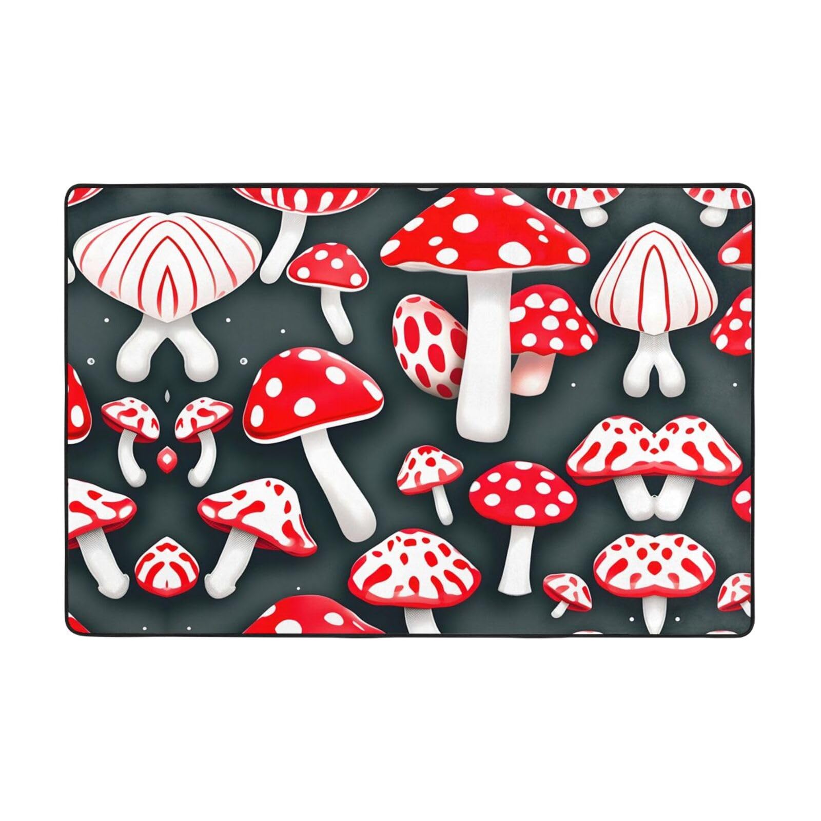 Tapis champignon rouge et blanc pour créer un coin jeu doux au salon