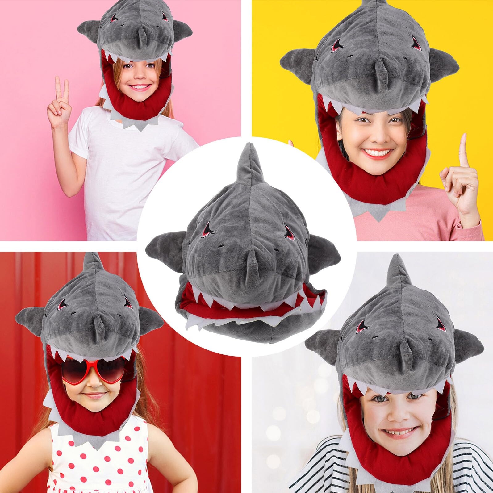 Sombrero de Fiesta Divertido Diseño de Tiburón Gorra de Peluche para Carnaval Cumpleaños y Sesiones Fotográficas Tocado Novedoso para Disfraz Original