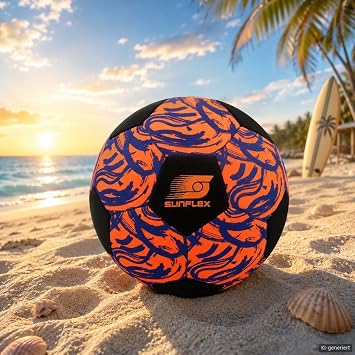 Sunflex Neoprene Accessories Football Funky | Beach Football for Barefoot Playing | Soft and Robust for Beach, Meadow and Water | Soccerball | Kicking for All Age Groups