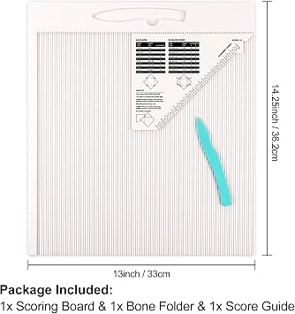 Scoring Board for Envelopes, Gift Boxes & Paper Crafts - 12x12 Multi-Purpose Scoreboard with Bone Folder & Triangular Guide - Envelope Maker Paper Folding Tool for Card Making, Scrapbooking Supplies