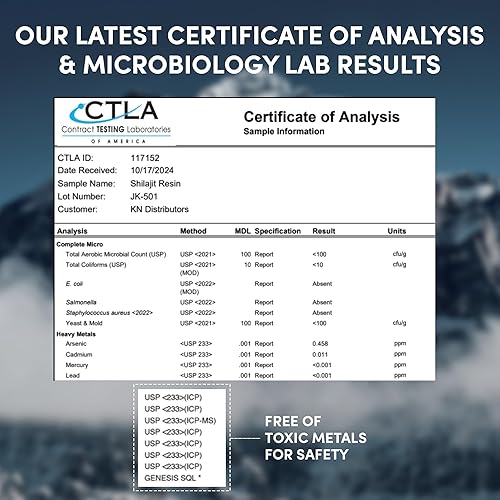 Miniatura 6 de Resina Shilajit del Himalaya, grado dorado, verificada y probada en laboratorio de EE. UU., 500 mg de potencia máxima, 85 minerales traza con ácido