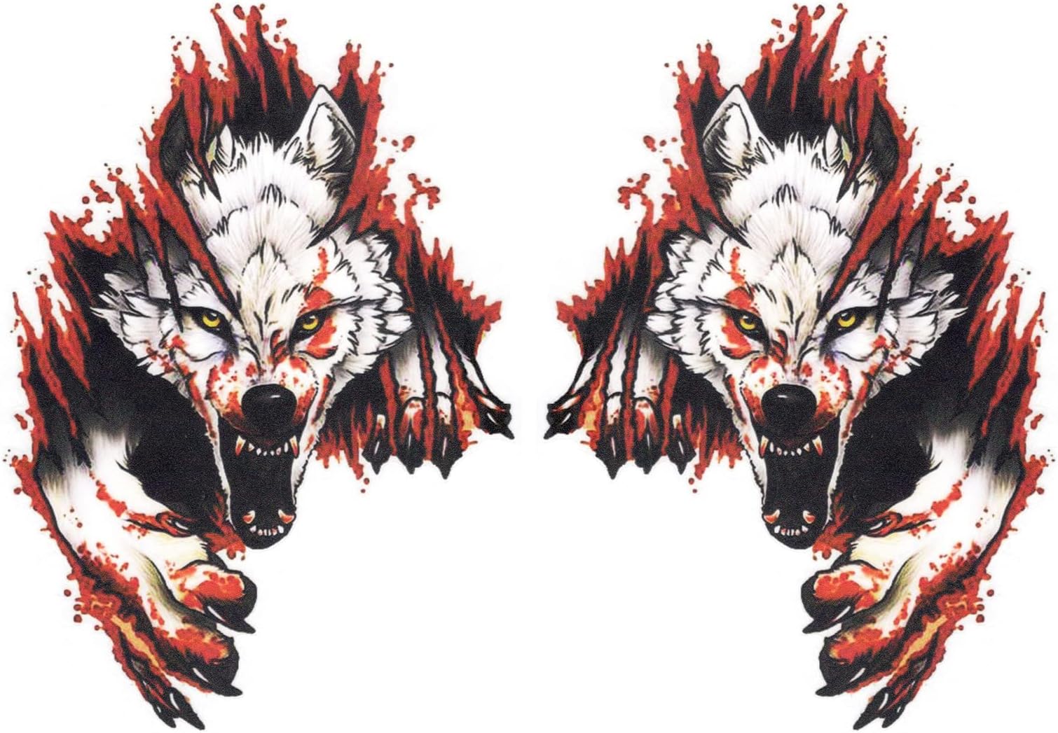 ECSiNG 2PCS 3D Lifelike Wolf Sticker Simulation Animal Decal Self-Adhesive PET Decorative Emblem Badge for Automotive Motorcycle Window Wall Laptop