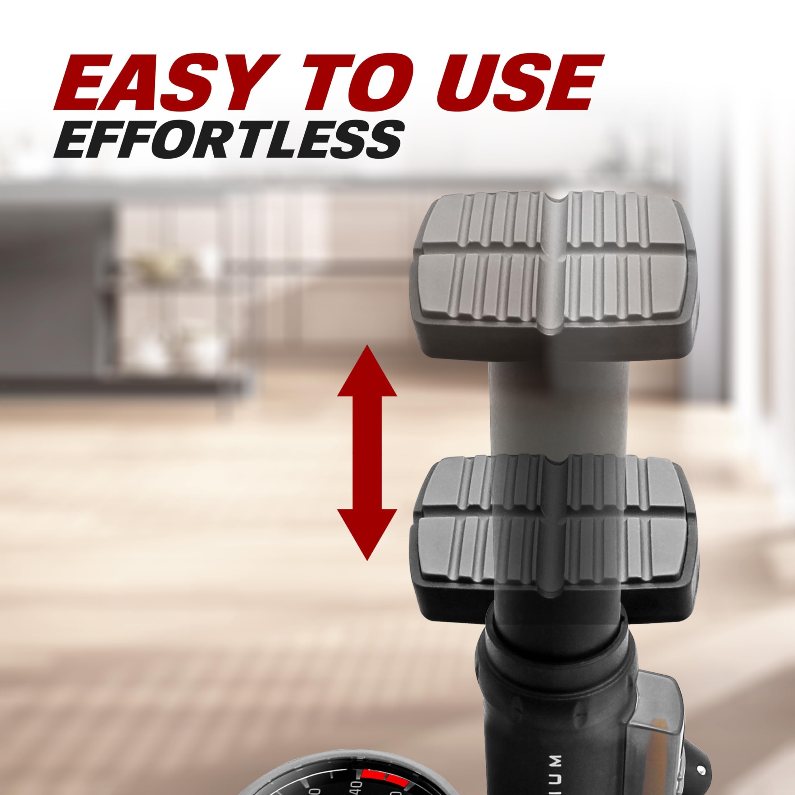 BV Pompe à vélo Durable pour vélo - Pompe à Pied 17/24" - Tête de Valve Intelligente, 160 psi, automatiquement réversible Presta et Schrader