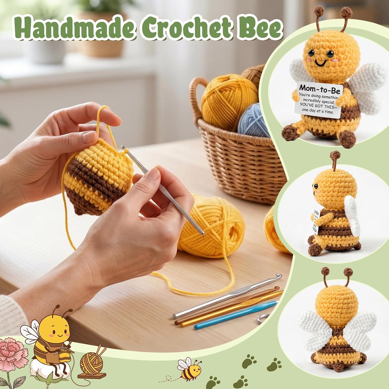 Handmade Crochet Bee for Mom-to-Be – Cute Encouragement Gift, Baby Shower Pregnancy Present, Emotional Support Keepsake, Thoughtful Gift for Expecting Mom