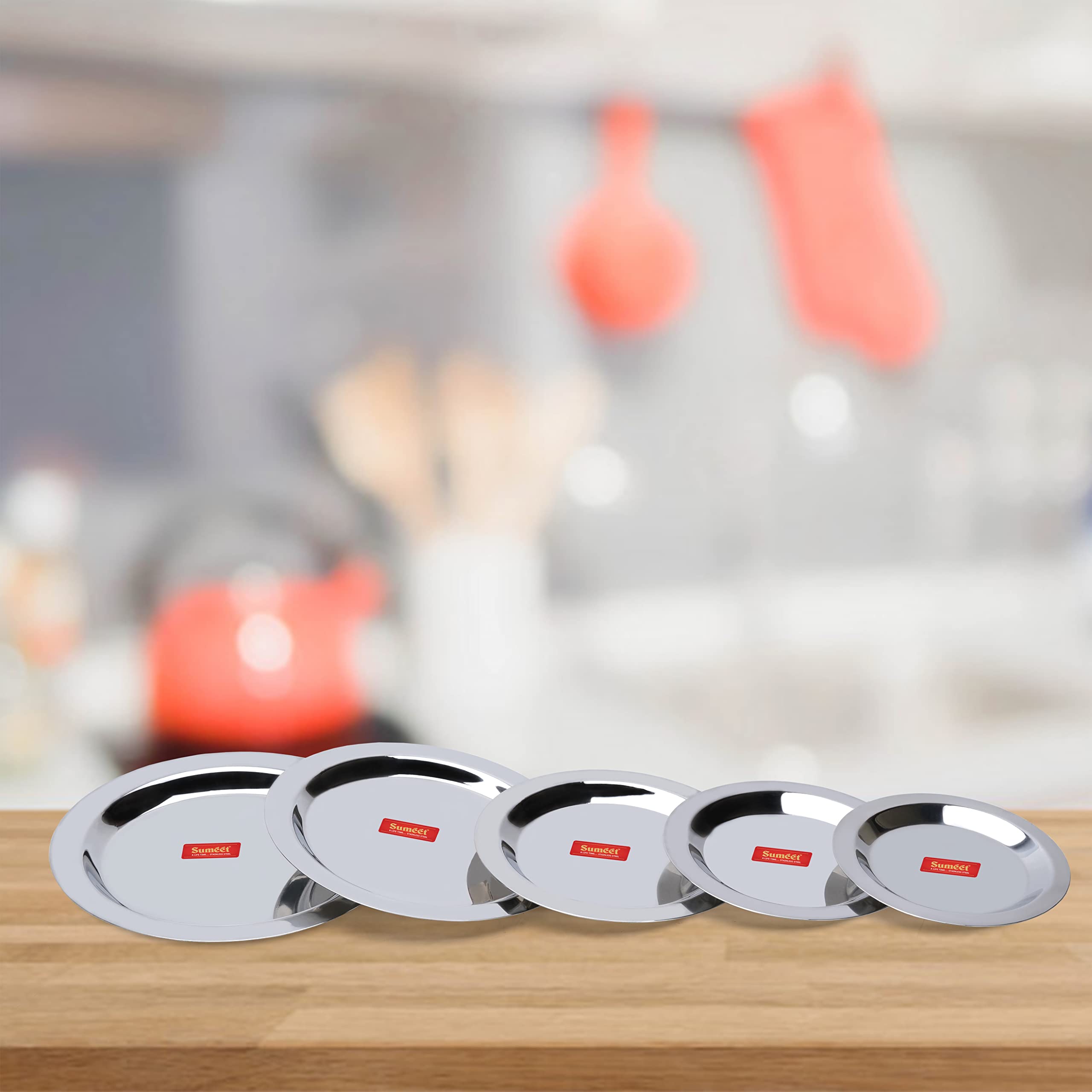 Sumeet Stainless Steel Heavy Gauge Ciba/Lids/Tope/Cheeba Cover Set of 5 Pcs (12.3cm, 13.8cm, 15.5cm, 16.7cm, 18.5cm), Silver 3
