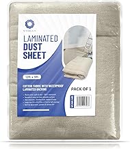 Laminated Cotton Dust Sheets 12'x9' (3.6m x 2.7m) | Washable & Reusable Drop Cloths for Painting & Decorating | Paint Cover Sheets for Furniture & Floors (Laminated Cotton Pack of 1)