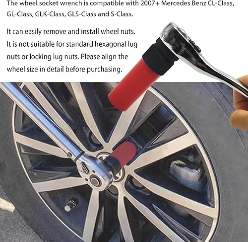 Miniatura 7 de Enchufe de extracción de tuerca de bloqueo de rueda de 0.669 in compatible con Mercedes Benz Serie S W221, extractor de tuercas de rueda antirrobo