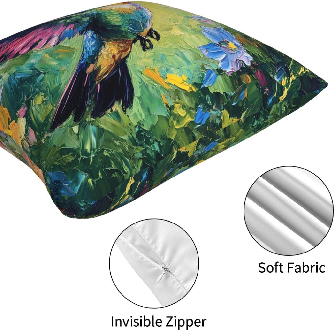 Hummingbird Throw Pillow Covers Set of 4 Decorative Soft Linen Fabric Square Cushion Case for Room Bedroom Sofa Car 18x18