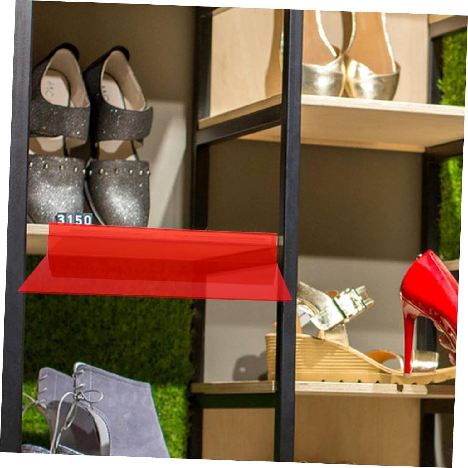 Cabilock 5Pcs Clear Wall Shelves Slatwall Shoe Display Rack for Homes Retail Stores and Exhibitions Elegant Transparent Design for Organized Shoe Collection