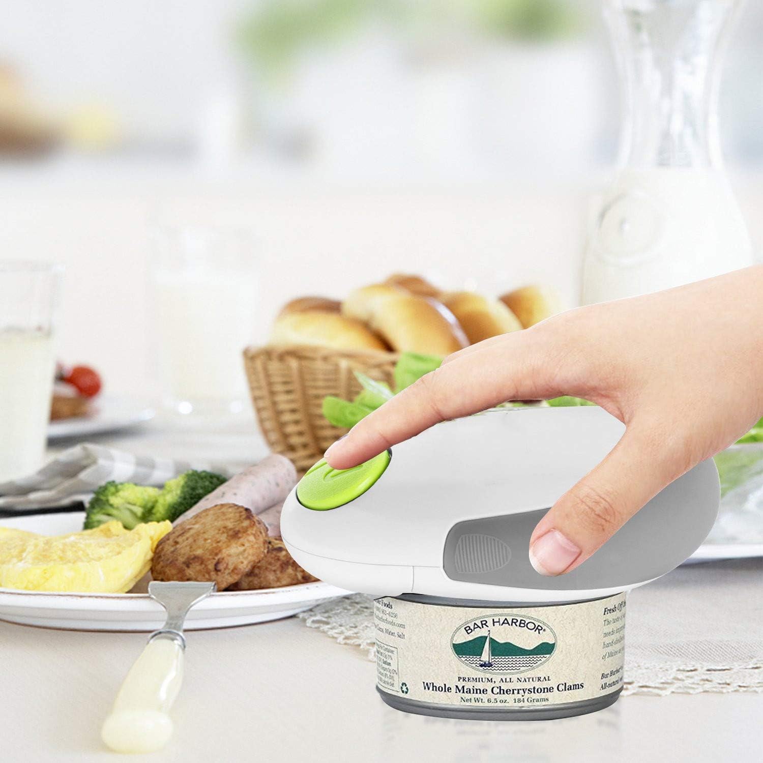 Electric Can Opener, Automatic Restaurant Can Openers for Seniors with Arthritis, Smooth Edge Electric Can Openers (WHITE)