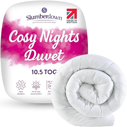 Slumberdown Cosy Nights Double Duvet 10.5 Tog - UK Made Breathable All-Season Double Quilt for Spring, Summer, Autumn & Winter - Soft Touch, Non-Allergenic & Machine Washable (200 x 200cm) - 10.5 TOG - Double Bed