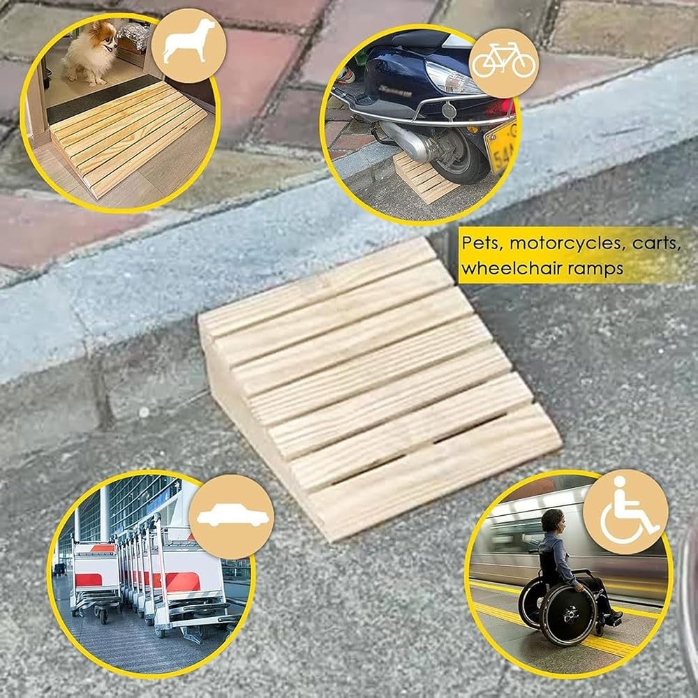 Rampas De Umbral para Puerta, Rampa De Madera para Escalones De Entrada, Rampa De Acceso Rampas De Bordillo Antideslizantes(31x30x9cm)