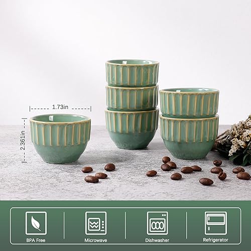 Vista 67 de Juego de tazas de café de cerámica, tazas de café One Shot, tazas de café pequeñas de doble pared Demitasse para expreso, juego de tazas de café