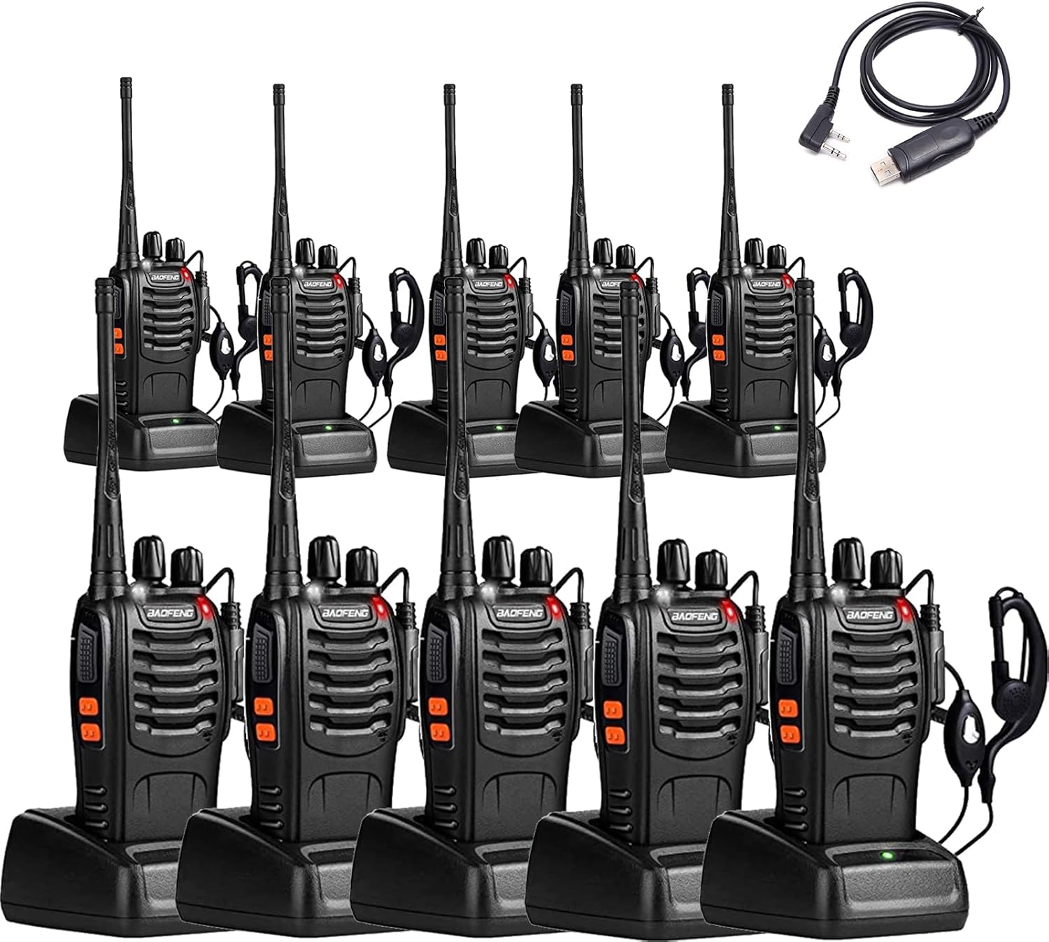 BAOFENG BF-888S Walkie Talkie Type-c Charging 16 Channels Two Way Radio Long Range With Acoustic Headset 1500mAh Li-ion USB-C Battery 2 Pack - View #4