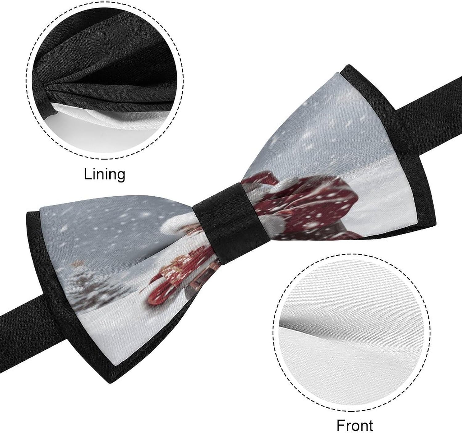 Santa Claus Snow Secenry Bow Tie to Polyester And Softs, Adjustable Bowtie for Men,Pre-Tied & Instant Fit,Tuxedo Bowtie for Men Party Wedding And Party Formal