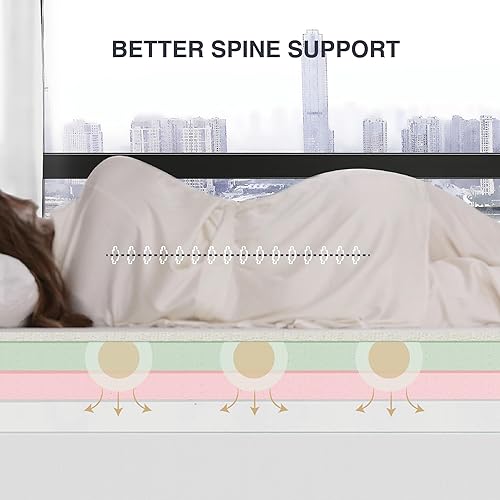 Miniatura 6 de Dyonery Colchón de espuma viscoelástica matrimonial de 10 pulgadas, colchón de gel de té verde refrescante en una caja, funda de colchón de bambú